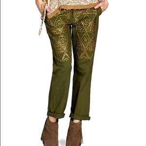 NWT Miss Me Vintage Studded Cropped Utility Pant, Sz. 6